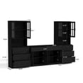 thumbnail image 3 of RichYa Kitchen Pantry Cabinet Set of 4,94" W Buffet Sideboard Coffee Bar with Glass Door Hutch,Modular Storage Cabinets with Shelves & Drawers for Dining Room,Black(CEEC), 3 of 10