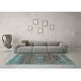 thumbnail image 3 of Ahgly Company Indoor Round Medallion Light Blue Traditional Area Rugs, 5' Round, 3 of 4
