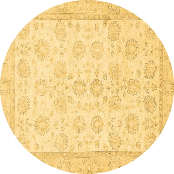 Ahgly Company Indoor Round Oriental Brown Traditional Area Rugs, 4' Round