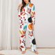 thumbnail image 2 of Fotbe Autumn Pumpkins Fall Leaves Conjunto de Pijama de Manga Larga para Mujer con Estampado, Ropa de Dormir de 2 Piezas, Conjunto de Casa Suave y Cómodo con Bolsillos-Large, 2 of 7