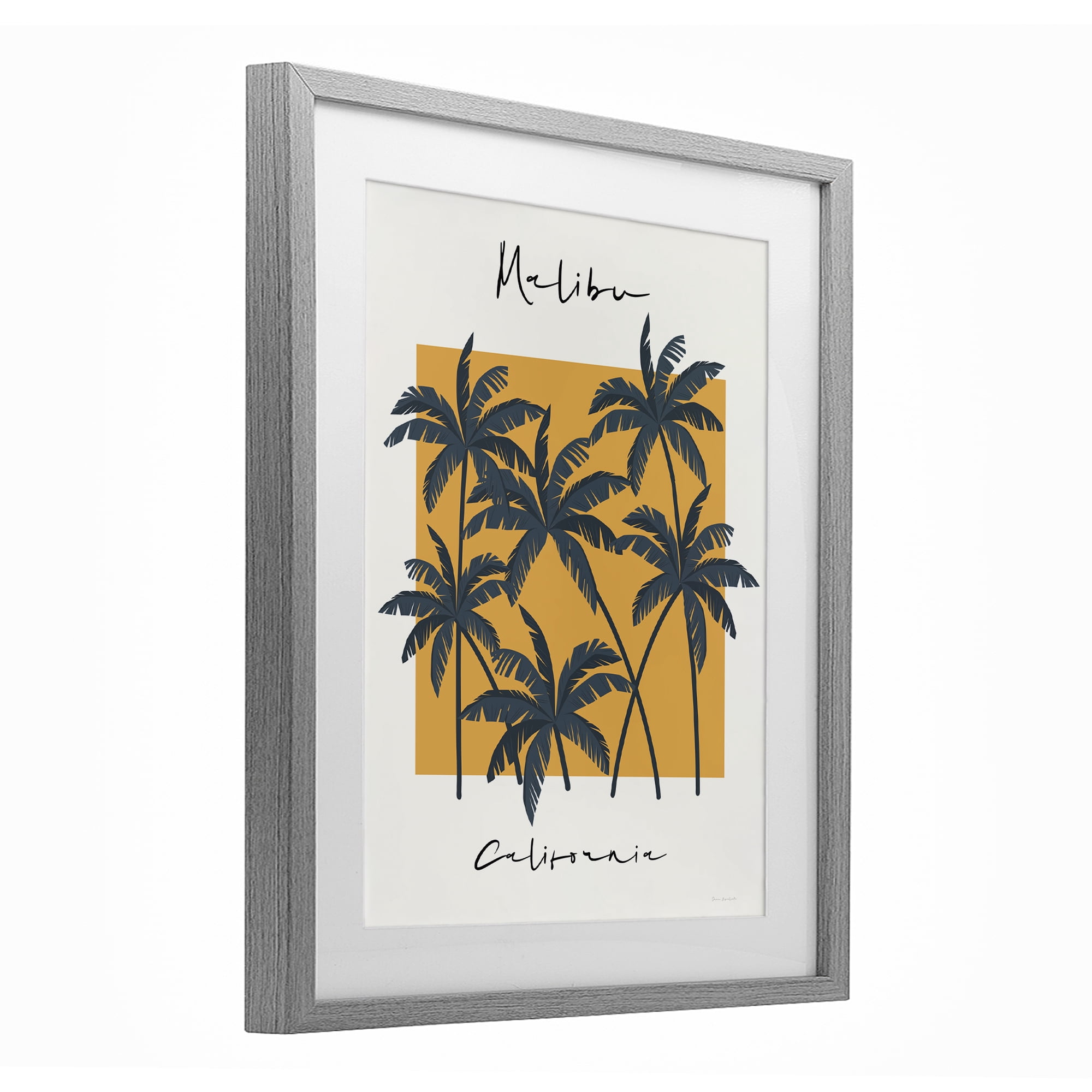 Stupell Industries Malibu Retro Vibe Gray Framed Print Under Glass, design by Omar Escalante