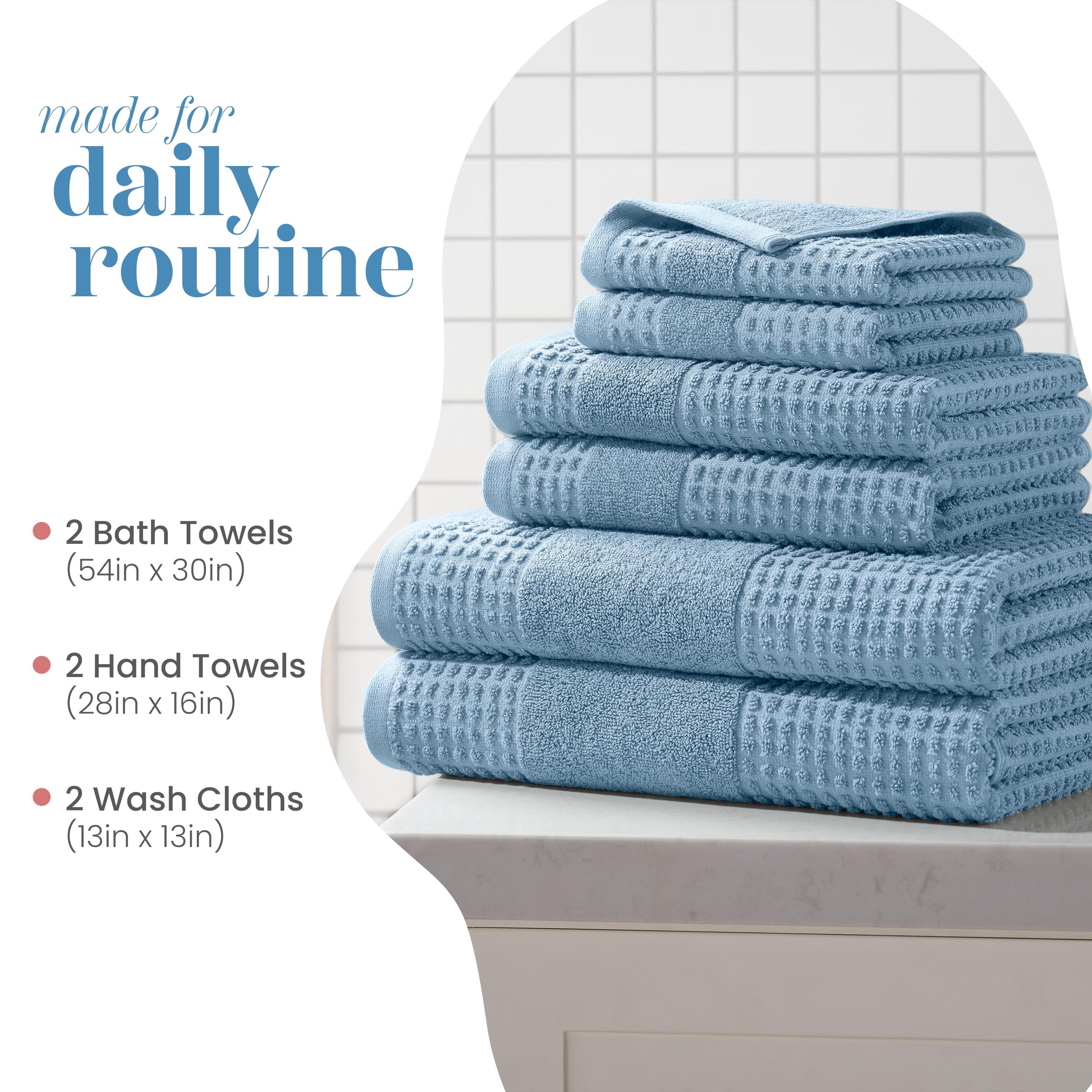 Martex Expression Air Sculpted 6-Piece Towel Set, Sky Blue