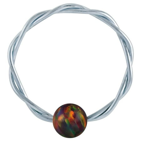 Twisted Captive Bead Ring - Opal 14K White Gold Twisted Captive Bead Ring