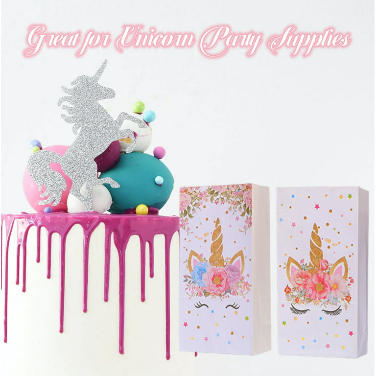 Unicorn Party Favor Bag Party Supplies Treat Goodie Bags for Kids Birthday  with 48 Pcs Stickers 9.4 x 5.1 x 3.15 48 Pcs 