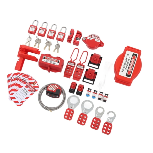 Juego De Combinación De Bloqueo Y Etiquetado, Kit De Candados Eléctricos De 47 Piezas Estuche De Transporte De Carcasa De Plástico ABS Multifuncional Para Escenas De Reparación