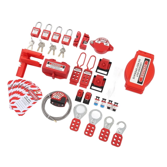 Juego De Combinación De Bloqueo Y Etiquetado, Kit De Candados Eléctricos De 47 Piezas Estuche De Transporte De Carcasa De Plástico ABS Multifuncional Para Escenas De Reparación
