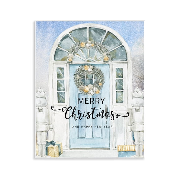 Stupell Industries Merry Christmas Blue Door Wall Plaque Art design by Jesse Keith, 14 x 11