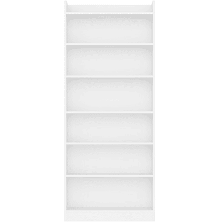 Renwick Wooden 7 Layer Open Shelf Bookcase with Compartment White