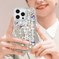 thumbnail image 6 of Compatible with iPhone 14 Pro Bling Case for Women Girls Cute Luxury 3D Glitter Diamond Crystal Rhinestone Sparkle Shiny Gemstone Perfume Bottle and Flower Cover Soft TPU Bumper, Clear, 6 of 13