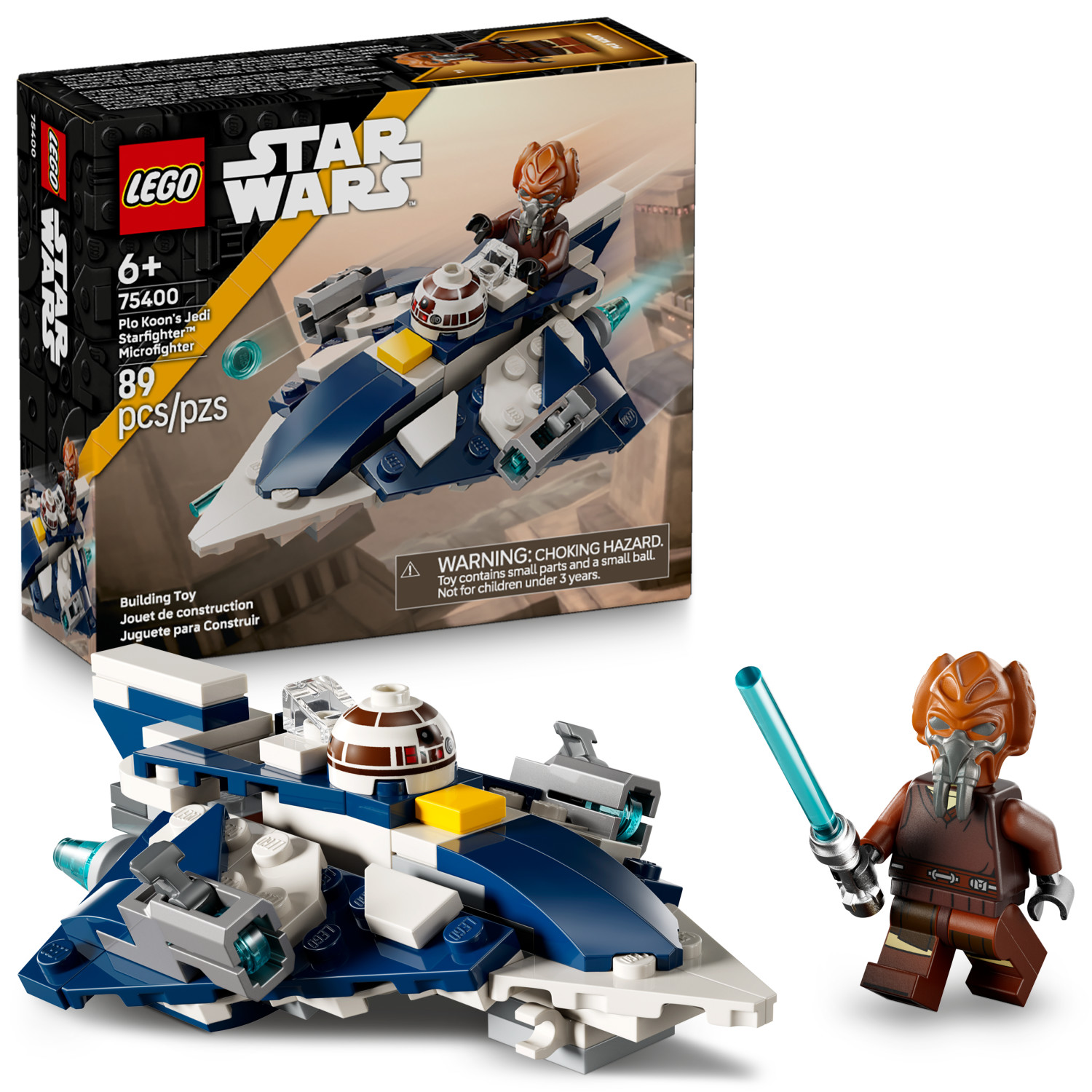 LEGO Star Wars Plo Koonβs Jedi Starfighter Microfighter Kids Toy - Building Toy for Pretend Play - Clone Wars Playset and Room Decor for Boys and Girls, Ages 6+ - Birthday Gift Idea - 75400