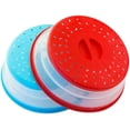thumbnail image 1 of 2Packs collapsiable Microwave cover (Red+Blue) BPA free Microwave Splatter Guard Colander Strainer for Fruit Vegetables, 1 of 6