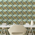 thumbnail image 2 of Ambesonne Garden Peel & Stick Wallpaper for Home, Vintage Flora Monochrome Art, 13"x100", Pale Yellow and Blue Grey, 2 of 5