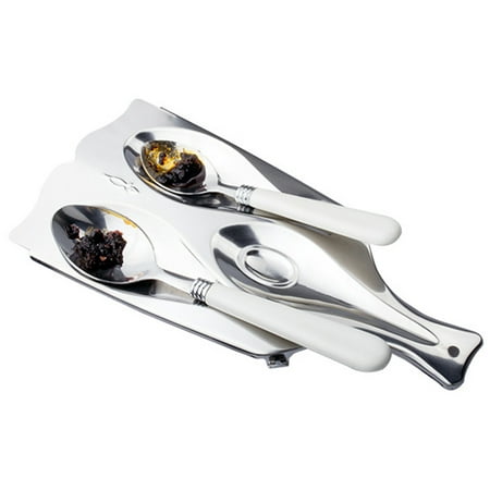 - Spoon Rest, Justdolife Creative Stainless Steel Triple Spoon Holder Kitchen Gadget for Home Kitchen Hotel
