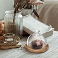thumbnail image 3 of 1 Set Wooden Dessert Cupcake Tray with Glass Cover Cake Plate Server Platter with Dome Lid, 3 of 7