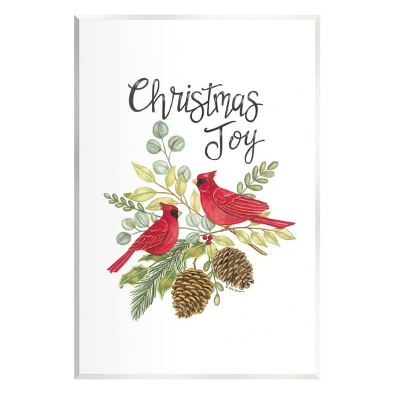 Stupell Industries Christmas Joy Cardinals Holiday Painting Unframed Art Print Wall Art, 10 x 15