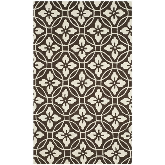 SAFAVIEH Four Seasons Lilibeth Geometric Area Rug, Chocolate/Ivory, 3'6" x 5'6"
