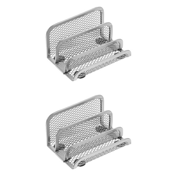 2pcs Metal Mesh Compartments Document Free Standing Book Holder Office Desktop Magazine Rack
