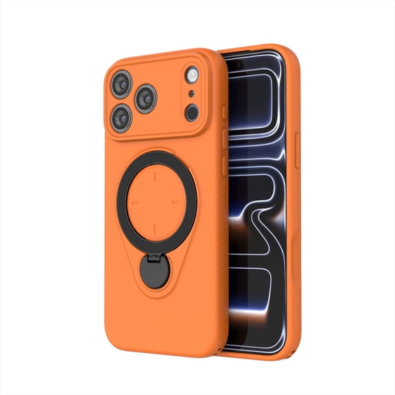 Allytechgroup for iPhone 17 Pro Cover, 360° Rotating Ring Holder Kickstand [Compatible with MagSafe] Shockproof Soft TPU Back Cover Magnetic Shell, Orange