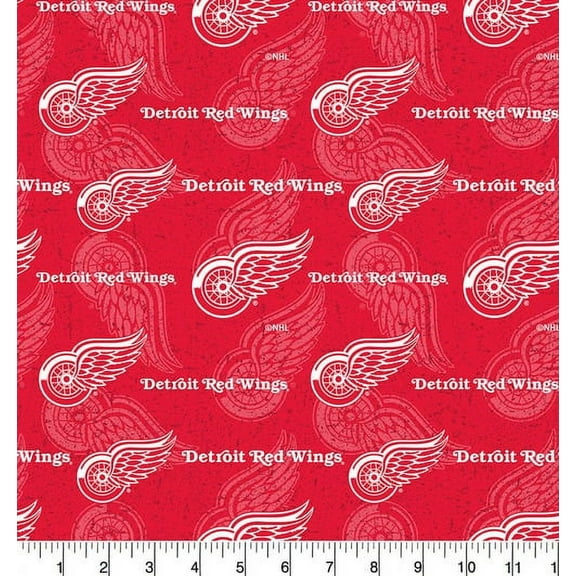 Detroit Red Wings 100% Cotton Fabric with Tone on Tone Pattern-Sold by the Yard