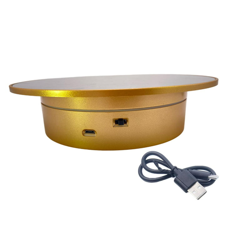 Electric Rotating Display Stand, Degree Turntable Jewelry Holder for Golden
