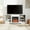 White, variant on 58" Modern Electric Fireplace TV Stand for Tvs up to 62 Inch, Entertainment Center with LED Lights and USB Charging Outlet, TV Media Console Cabinet with Glass Shelves for Living Room, Black