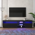 thumbnail image 3 of HMSHA Modern Black TV Cabinet 70.8 Inch with USB LED Lighting,High Gloss Front Media Console with 3 Doors,Matte Finish TV Stand with Storage for Living Room and Dining Room, 3 of 12