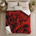 thumbnail image 5 of Red Roses Cluster with Black Shadow Petals, Romantic Gothic Floral Motif for Flower Lovers, Valentine's Day Gift, Soft Flannel Blanket for Bedroom and Guest Room, Elegant Home Decor, 5 of 9