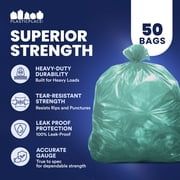 Plasticplace 64-65 Gallon Trash Can Liners for Toter │ 1.5 Mil │ Green Heavy Duty Garbage Bags │ 50” x 60” (50 Count) (W65LDGTL)