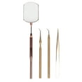 thumbnail image 1 of Kit de herramientas para arte de pestañas, espejo de inspección giratorio de acero inoxidable, pinzas de extensión, palos de recogida, oro rosa, 1 of 14