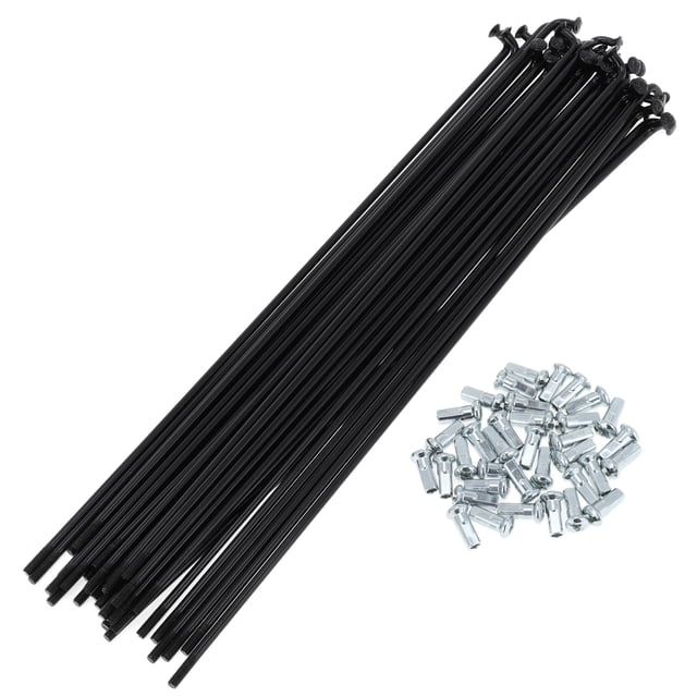Rayos de bicicleta Unique Bargains 12G, rayos de rueda de bicicleta de acero al carbono, negro, 1 juego, negro-210mm