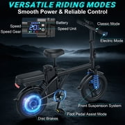 14” Folding Electric Bike for Adults & Teens, 500W Motor, 20MPH Top Speed, 48V Removable Battery, Up to 30 Miles Range, UL2849 Certified