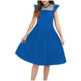 thumbnail image 2 of Kogui Cute Summer Dresses for Girls Girl's Flowy Dress Ruched Sleeveless Layered Ruffle Short Smocked Summer Dresses Size 15-16 (Blue,15-16 Years), 2 of 5
