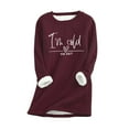 thumbnail image 2 of Luxalzxs Fleece Sweatshirts for Women Warm Sherpa Lined Pullover I'M COLD ME 24:7 Letter Print Crewneck Sweatshirt Winter Loungewear, 2 of 3