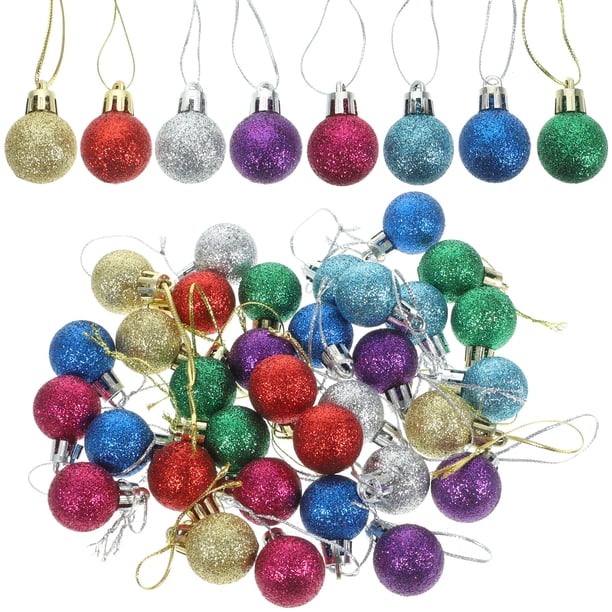 80 Uds. Mini bolas de purpurina de Navidad adornos de árbol de bolas colgantes de Navidad multicolor