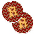 thumbnail image 1 of Lettre R Chevron Grenat & Or Ensemble de 2 Porte-Gobelet Voiture Coaster, 1 of 1