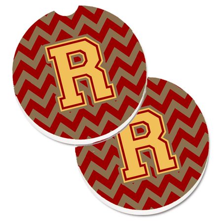 

Letter R Chevron Garnet & Gold Set of 2 Cup Holder Car Coaster
