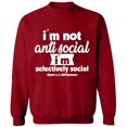 thumbnail image 2 of OXI Crewneck Sweatshirt - I Am Not Anti Selectively Social, Basic Casual Sweatshirts for Men's and Women Fleece Sweatshirt Long Sleeve - Antiquee Cherry Small, 2 of 2
