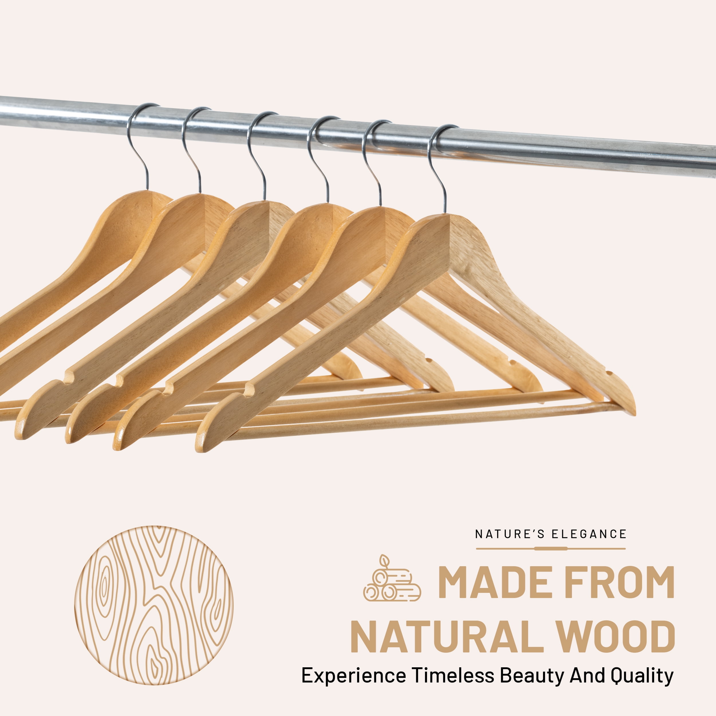 Lux Decor Wooden Hangers 20 Pack - Coat & Suit Hangers with 360 Swivel Hook & Non-Slip Notches - Durable Natural Wood Hangers for Clothes, Skirt, Shirt, Pants, Dress