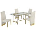 thumbnail image 1 of 5pc. 68" x 40" Glass Dining Set with 4 Chairs and Gold Stainless Steel, 1 of 5