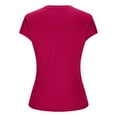 thumbnail image 4 of Miluxas Womens Crew Neck Ribbed Skim Short Sleeve Fitted T Shirts Casual Basic Tight Tees Stretchy Tops for Women Hot Pink M(M), 4 of 9
