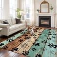 thumbnail image 3 of Teal Blue Brown Area Rug 8x10 Washable Rug Non Slip Rustic Farmhouse Dog Paw Vintage Large Area Rug Soft Stainresistant Indoor Floor Carpet for Living Room Bedroom Home Office Dining Room Nursery, 3 of 8
