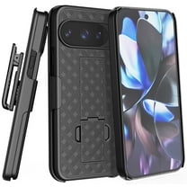 Case with Clip for Google Pixel 10 Pro XL, Nakedcellphone Slim Hard Shell Phone Cover with Kickstand and [Rotating/Ratchet] Belt Hip Holster Holder Combo - Black