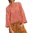 thumbnail image 2 of Red Sweaters for Womens Cropped Sweaters Oversized Cable Knit Crewneck Long Sleeve Pullover Trendy Casual Loose Sweater Tops Womens Fall Fashion 2025, 2 of 5