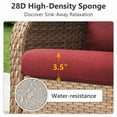 thumbnail image 4 of Giantfurnni Outdoor Deep Seat Sofa Patio Wicker 3-Seater Sofa Couch with Cushions for Balcony Porch Deck, Red, 4 of 7