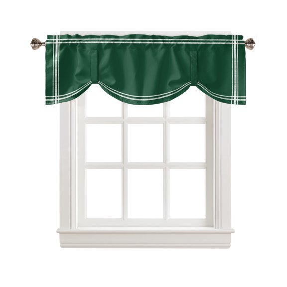 Tie Up Valance Curtain for Kitchen,Olive Green Rod Pocket Short Curtains Adjustable Tie-Up Shade Valances,Forest Green Window Treatment for Bathroom Bedroom