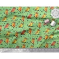 thumbnail image 3 of Soimoi Green Poly Georgette Fabric Circle & Owl Cartoon Print Fabric by Yard 52 Inch Wide, 3 of 3