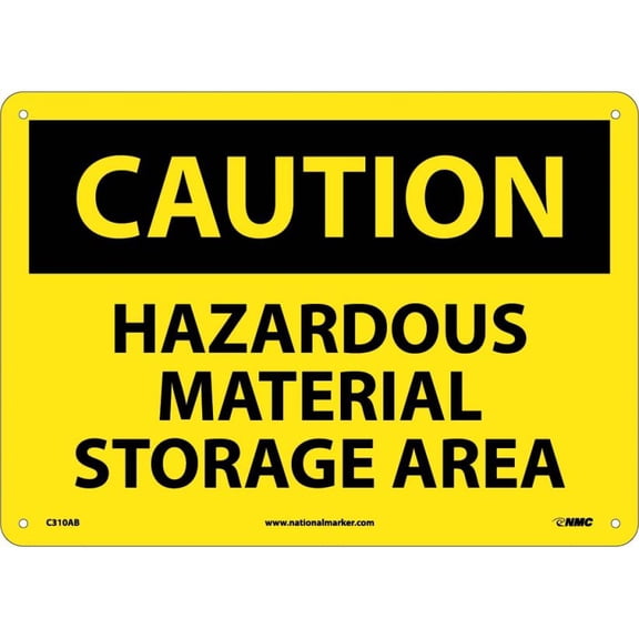 "Caution - Hazardous Material Storage Area", 10" Long x 14" Wide, Aluminum Safety Sign