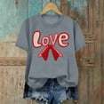 thumbnail image 4 of ICHUANYI Valentine's Prints Bow Shirt for Women Graphic Tees Short Sleeve Tee Top Round Neck Short Sleeved T-shirt Top, 4 of 6