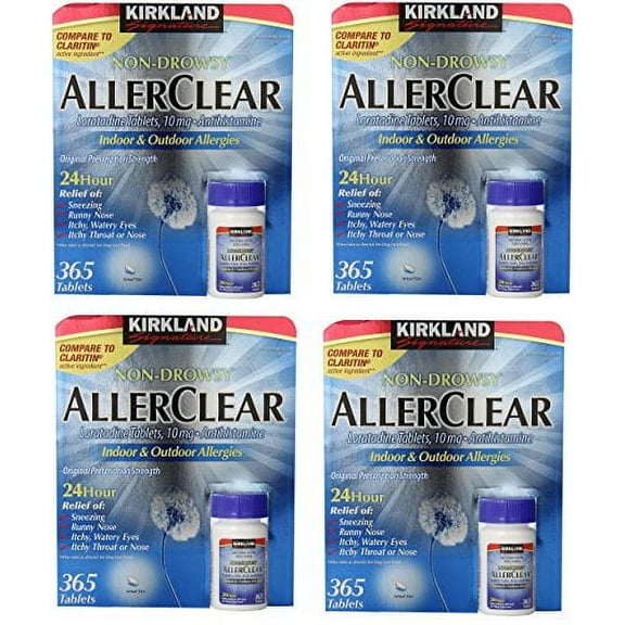 Kirkland Signature Non Drowsy Allerclear Loratadine Tablets, Antihistamine, 10mg, 4 Units (365 Count)