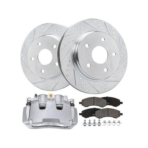 Front Brake Pad Rotor and Caliper Set - Compatible with 2011 - 2018 Ram 1500 2012 2013 2014 2015 2016 2017